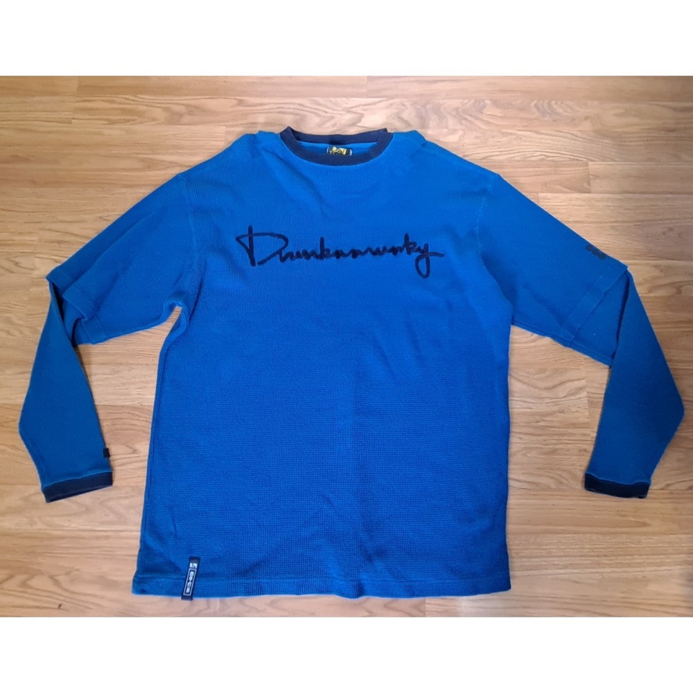 M Y2K Grunge Royal Blue Drunkenmokey Thermal Waffle Weave Pullover